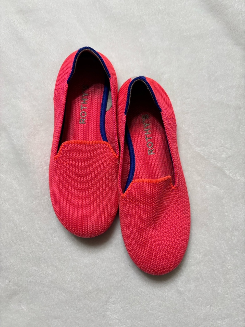 Rothy's Kids Slip-On Sneakers in Hot Pink with Blue Trim
